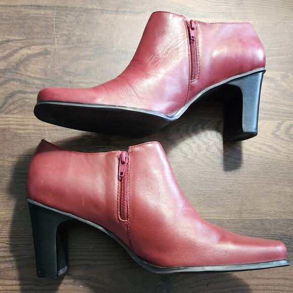 Hillard & Hanson Spice Burgundy Leather Square Toe Retro Ankle Book Size 8M - Picture 3 of 7